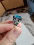 Мъжки бутиков сребърен пръстен с огромен аквамарин, снимка 9