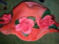 Неоновооранжева шапка с цветя за Хелоуин или карнавал, снимка 1 - Комплекти - 30593292