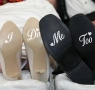 Бели сватбени булченски стикер надпис за обувки фотосесия I do Me too, снимка 1