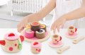Чаено парти - Дървен детски комплект за симулации с поднос, чай и кексове, снимка 4