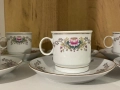 Vintage.Комплект от 6 порцеланови чаши и чинийки за еспресо Demitasse, «Розов лотос»., снимка 2