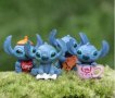 4 бр малки Стич Stitch фигурки пластмасови PVC за игра и украса торта топер фигурка, снимка 3