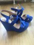 Сини сандали Shoe Art от естествен велур, снимка 1