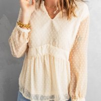 Дамска блуза с дълъг ръкав и принт на точки, снимка 4 - Блузи с дълъг ръкав и пуловери - 40698099