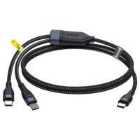 Кабел USB Type C - 2 x Type C M/M 1.5m 100W Baseus CA1T2-C01 Черна оплетка , снимка 3 - USB кабели - 38585667