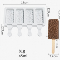 4 малки ескимо 3D триъгълници сладолед Popsicle Попсикъл молд силиконова форма калъп направа десерти, снимка 1 - Форми - 36438791