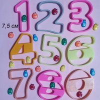 сет 7,5 см цифри числа цифра пластмасови форми резци фондан тесто бисквитки резец, снимка 1 - Форми - 31485292