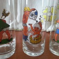 Ретро стъклени чаши с детски мотиви , снимка 6 - Антикварни и старинни предмети - 42225001