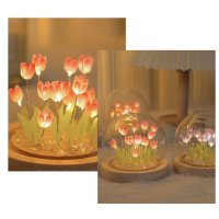 Ръчно изработена LED нощна лампа с изкуствени цветя - ЛАЛЕТА ,Направи си сам., снимка 11 - Настолни лампи - 42866363
