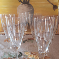6 гравирани кристални чаши за вино/ шампанско, снимка 6 - Чаши - 44685400
