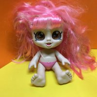 Детска кукла с големи очи и розова коса, снимка 1 - Кукли - 38059404