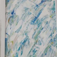 Абстрактна картина лалета, цветя пъстра 22 X 30см, бяло синьо тюркоаз, снимка 9 - Картини - 34626925