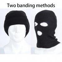 Зимна шапка , маска , за лице от дебел материал черна, снимка 1 - Спортни дрехи, екипи - 38722312
