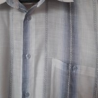 Мъжка лятна риза къс ръкав на райета в синьо и бяло , снимка 3 - Ризи - 29163111