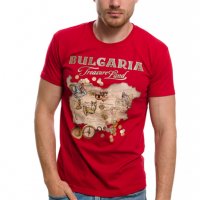 Нова мъжка червена тениска с трансферен печат България - Treasure Land (Земя на съкровищата), снимка 3 - Тениски - 29889652