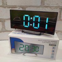 Настолен дигитален огледален часовник с LED цифри, термометър и аларма, снимка 1 - Други - 29413071