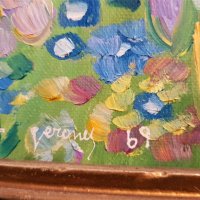 "Целувката" Густав Климт– Масло, Платно, Подпис, 80см/60см, 1969г, снимка 3 - Картини - 36623723