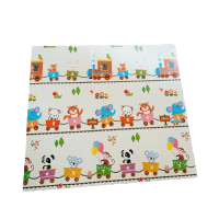 4139 Сгъваемо детско килимче за игра, топлоизолиращо 180x200x1cm - модел жираф и влак с животни, снимка 8 - Други - 44793180