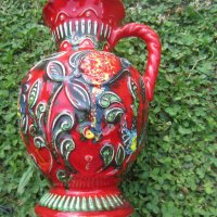 Красива германска ваза или кана, червена със синьо, снимка 8 - Вази - 31802281