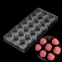 21 бр 3d роза обли пластмасова форма Поликарбонатна отливка калъп за Шоколадови бонбони пралини, снимка 2 - Форми - 28660085