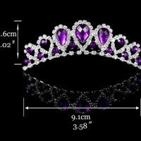 Тиара мини корона с лилави камъни за забождане в коса прическа сватба детска и дамска универсална, снимка 1 - Аксесоари за коса - 31473479