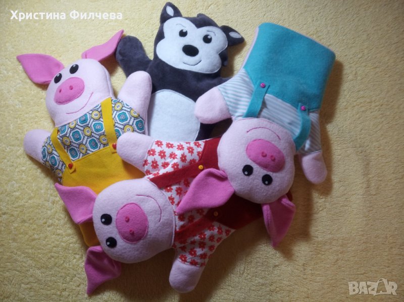 Трите прасенца- ръкавичка за куклен театър, снимка 1