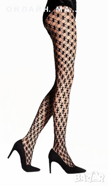 Fiore - Дамски фигурален чорапогащник на едра мрежа LANA 40 den, черен, 4-L, снимка 1
