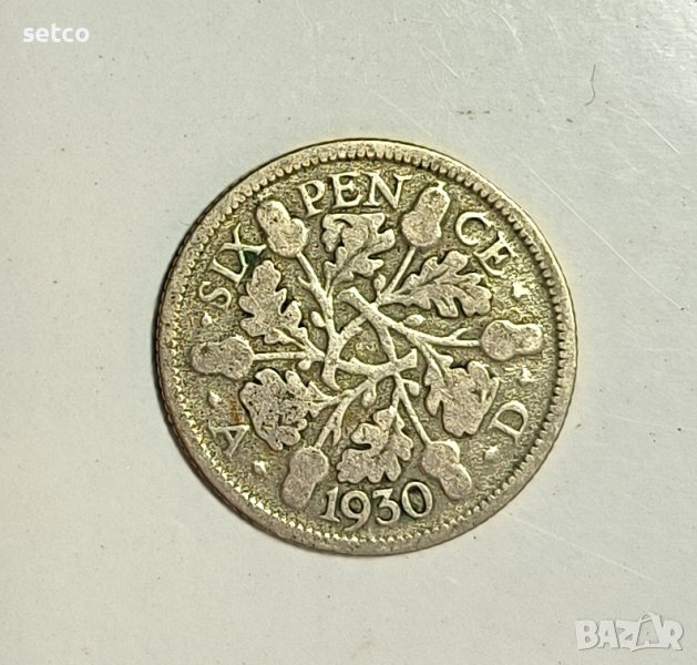 Великобритания 6 пенса 1930 година е65, снимка 1