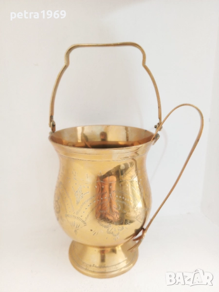 Голям орнаментиран съд, кофа за лед със щипка и цедка, E.P.N.S., снимка 1