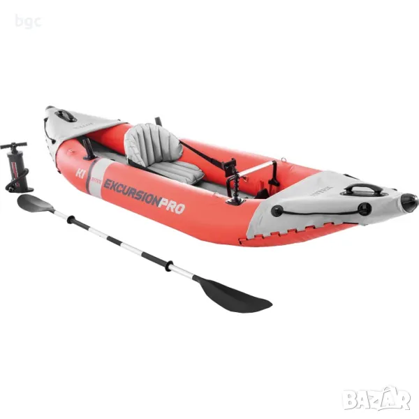 НОВ Надуваем каяк Intex Excursion Pro K1, За 1 човек, Червен/Сив  - 24 месеца гаранция, снимка 1