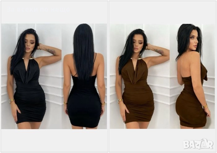 Дамска Къса Сатенена Рокля Със Секси Деколте Код EN20, снимка 1