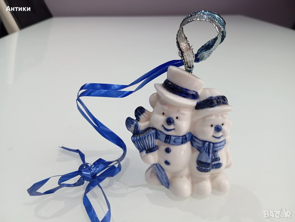 Стара порцеланова коледна играчка с печат, снимка 1