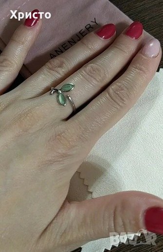 Сребърен пръстен с листенца за жена - 925, снимка 1
