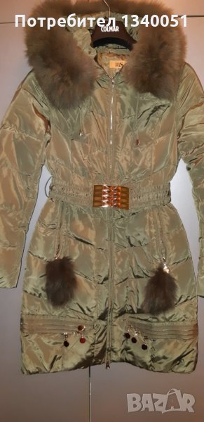 Яке с гъши пух и яка от естествен косъм, снимка 1