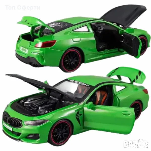 Автомобил BMW M8 с 3 реалистични звука и светлини – мащаб 1:24, снимка 1
