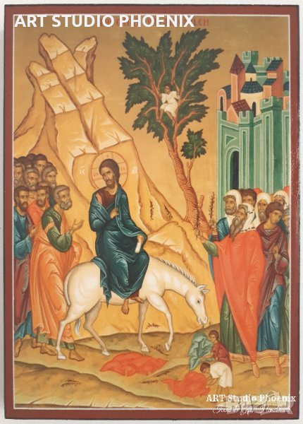 Икона Вход Господен (Цветница) icona Vhod Gospoden (Cvetnica), снимка 1