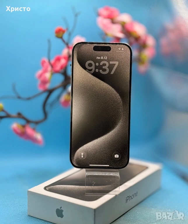 ГАРАНЦИОНЕН!!! Apple iPhone 15 Pro, 128GB, 5G, Natural Titanium + подарък оригинален адаптер , снимка 1