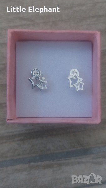 Sale Сребърни обеци,колекция"Stars",little tiny two stars/нови, снимка 1