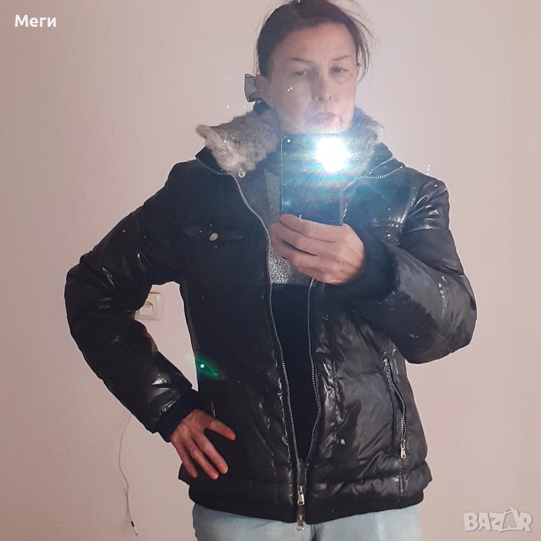 дамско есенно,зимно,пролетно яке,от елегантна,много високо качествена материа, с топла яка от кожа, снимка 1