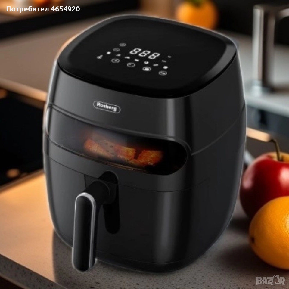 Фритюрник Air Fryer Rosberg R51980CA, 1350W, 5.2 л, LED дисплей, , снимка 1