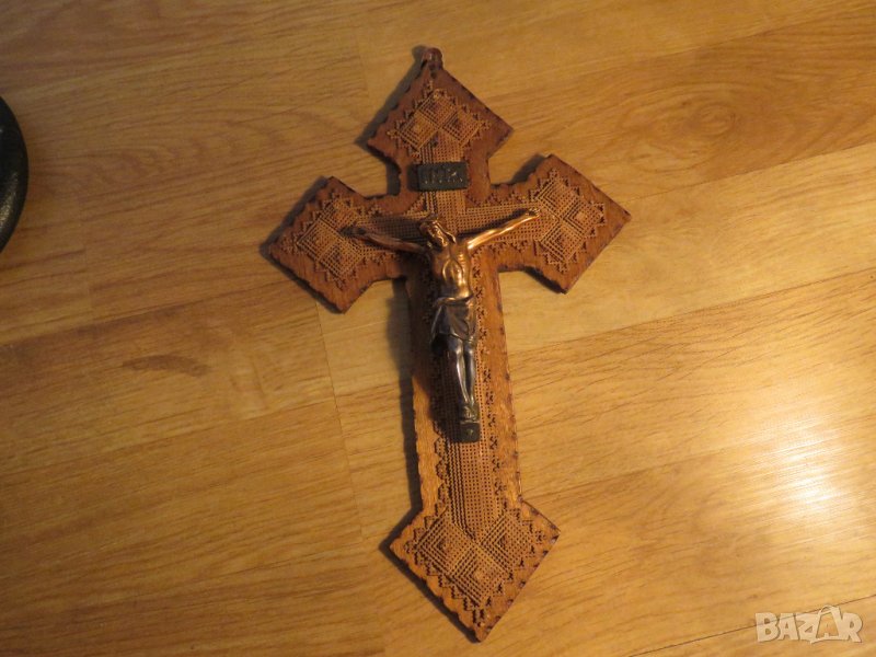 Стар кръст разпятие Исус Христос 28 х 18 см  бог религия, снимка 1