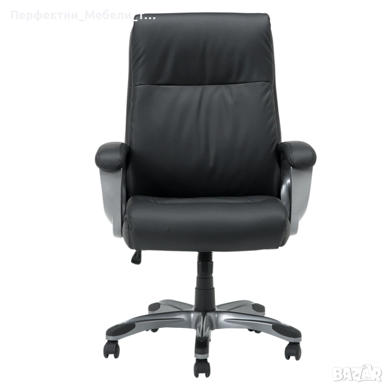 Удобен,конфортен директорски офис стол с черна еко кожа-до 130кг.-до изчерпване-намалена цена, снимка 1