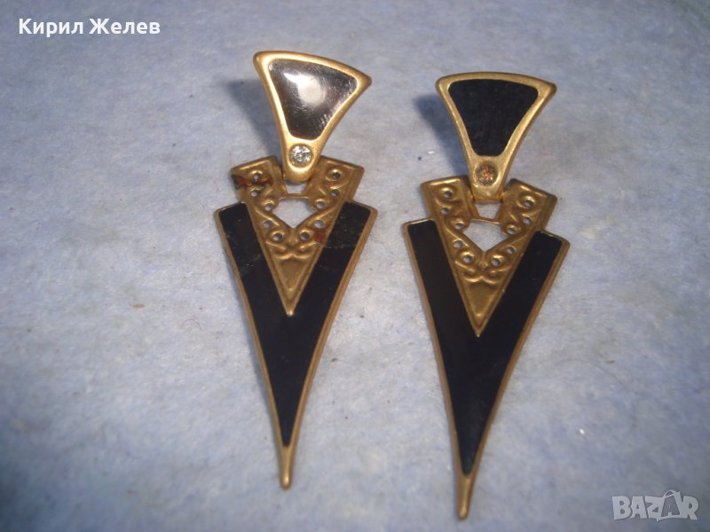 СТАРИ ФИНО РЪЧНО ИЗРАБОТЕНИ БРОНЗОВИ ЕМАЙЛИРАНИ РЕТРО АРТ ДЕКО ОБЕЦИ 29503, снимка 1