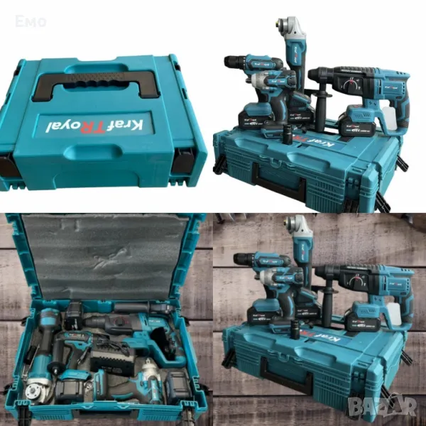 Комплект от акумулаторен перфоратор, Ъглошлайф 125 мм, Гайковерт и Винтоверт 36V с 3 Броя батерии , снимка 1