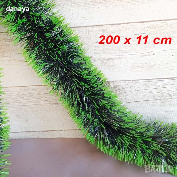 3224 Коледен зелен гирлянд със светло зелени връхчета, 200 x 11cm, снимка 1