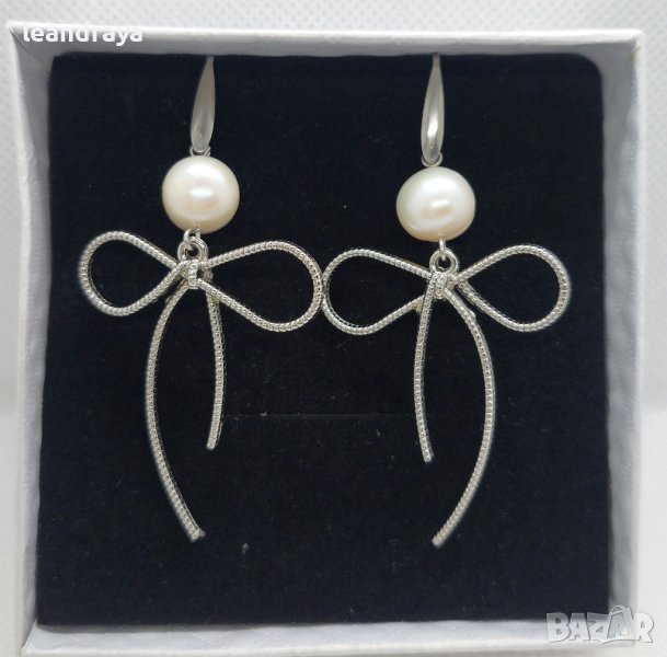 Обеци панделки с перли , снимка 1