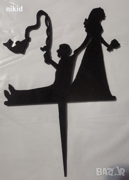 Младоженци Булка заловен Рибар сватбен топер табела украса за торта сватба декор , снимка 1