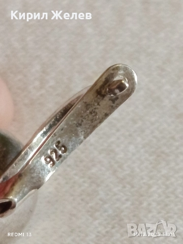 Стара сребърна Английска обеца ръчна изработка 26501, снимка 7 - Обеци - 52718895
