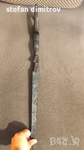 Африканска фигура от тиково дърво , снимка 3 - Антикварни и старинни предмети - 51158034