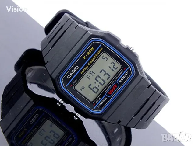 Оригинален Часовник Casio F-91W-1.Ретро Касио F-91W. Класически Модели Q&Q. Часовници Касио и QQ, снимка 3 - Мъжки - 55994094